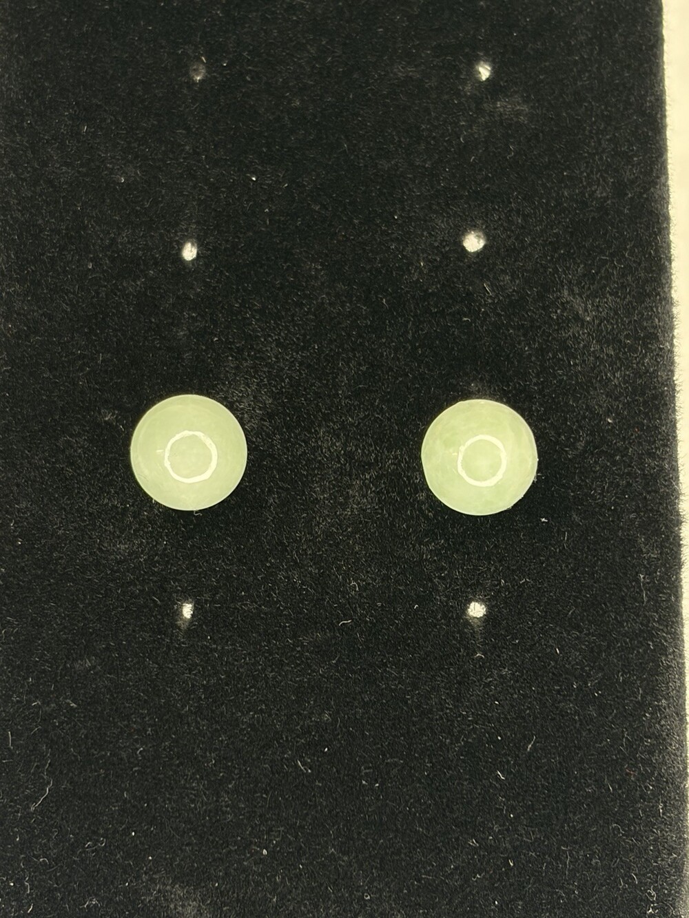 14K Yellow Gold Natural Light Green Jade Round Stud Earrings 2.2 Grams